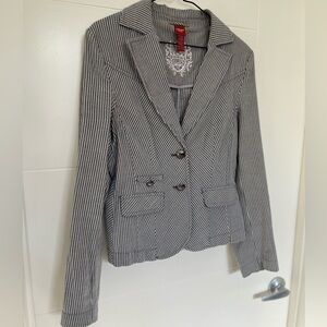 Olsen Europe Gray and White Striped Women's Blazer